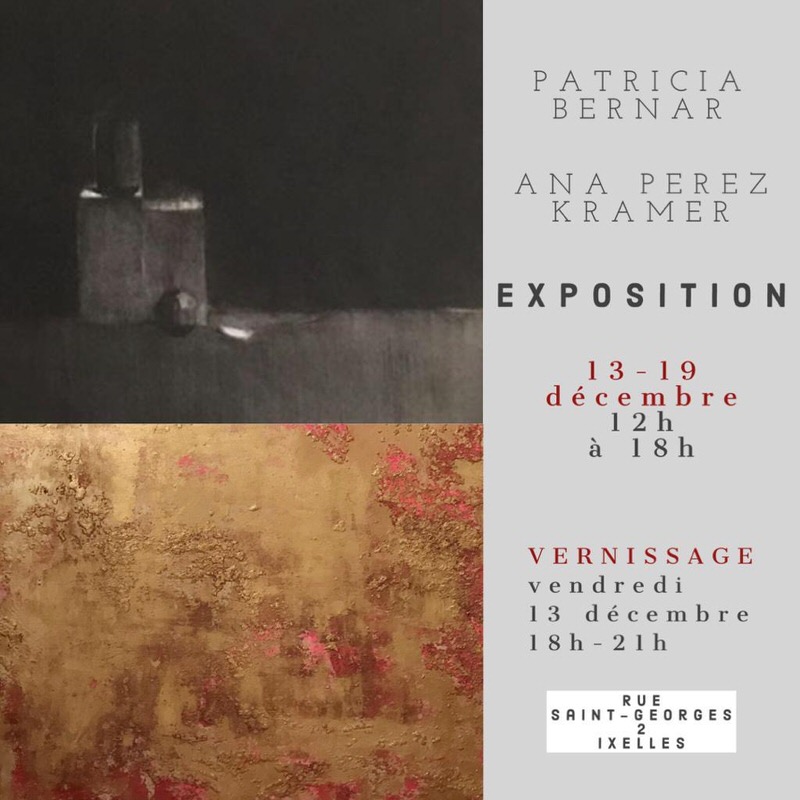 Cartel exposición Patricia Bernar y Ana Pérez Kramer en Bruselas, diciembre 2019.